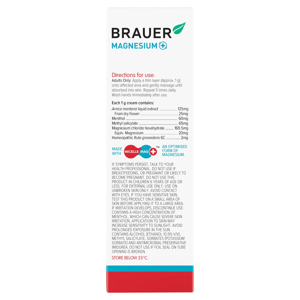 Brauer Magnesium+ Arnica Pain Relief Heat Cream 100g