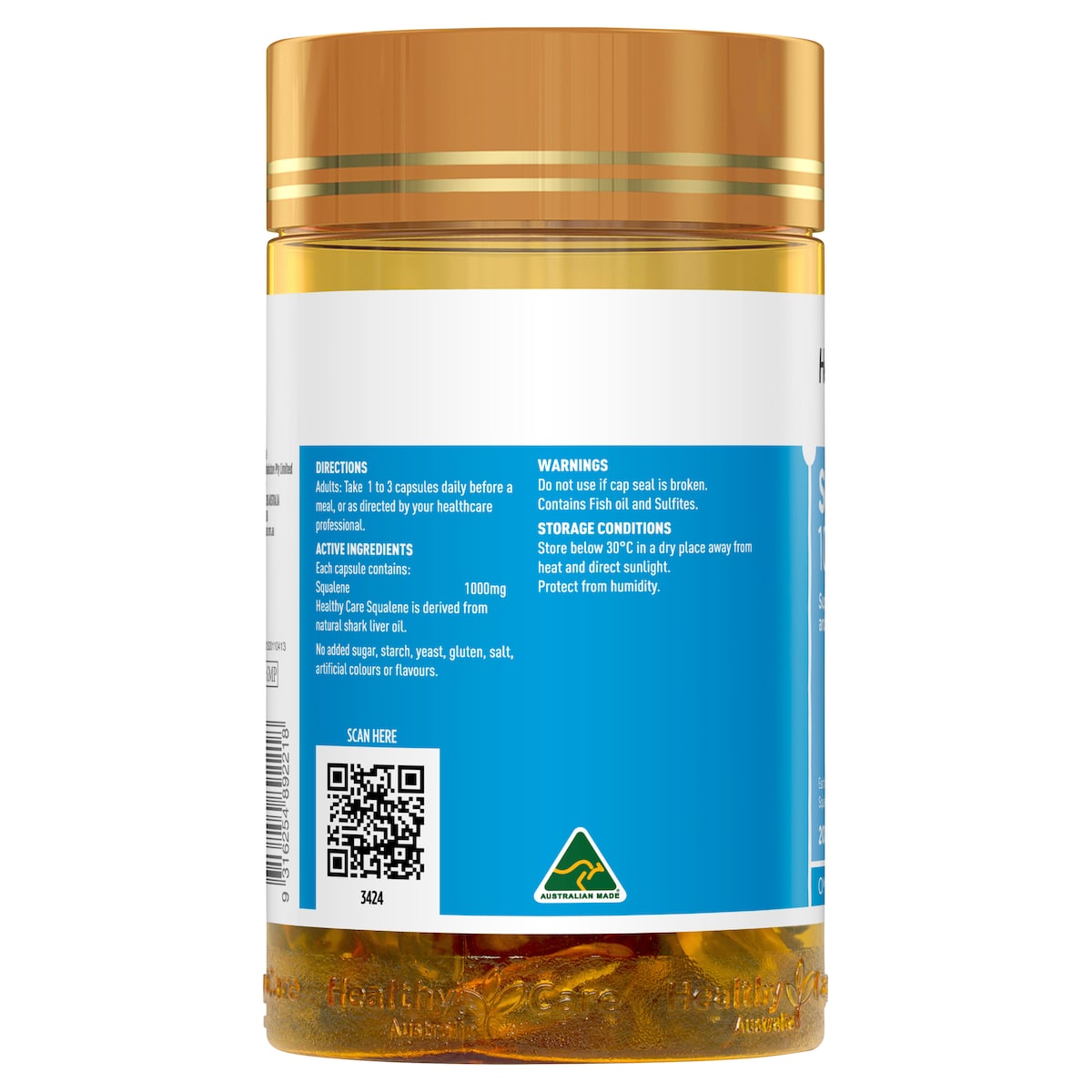 Healthy Care Squalene 1000mg 200 Capsules