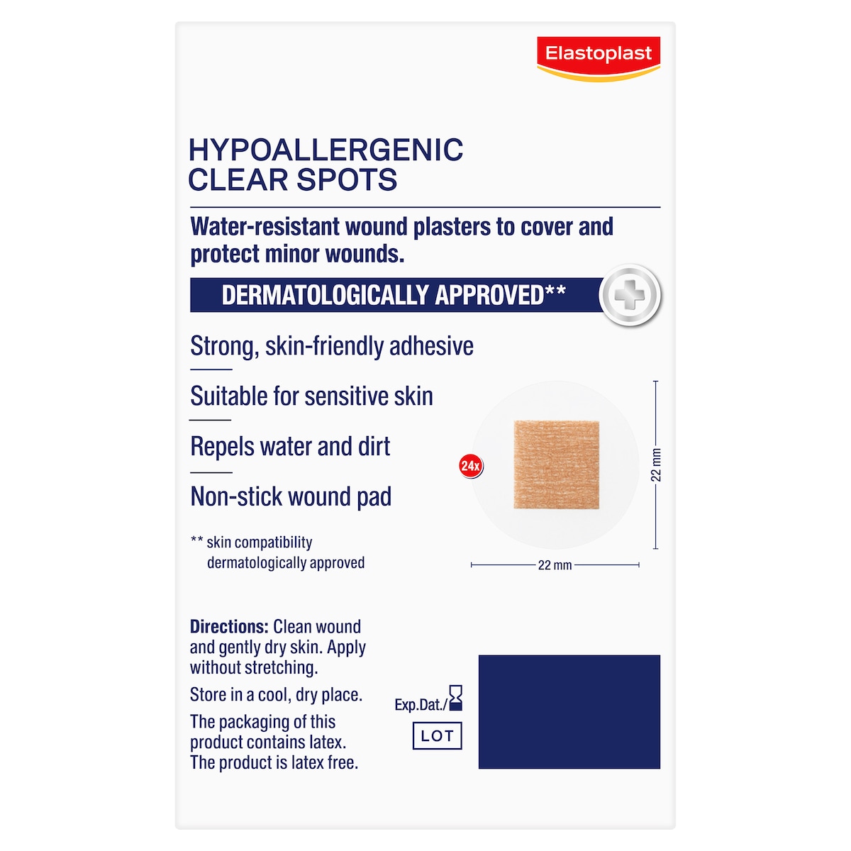 Elastoplast Hypoallergenic Transparent Spots 22 x 22mm 24 Pack