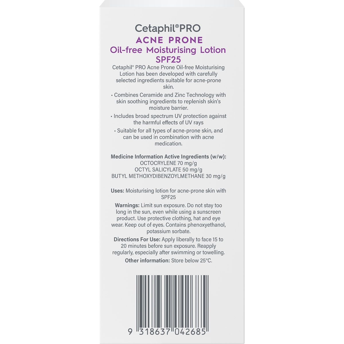 Cetaphil Pro Acne Prone Oil Free Moisturising Lotion SPF25 118ml