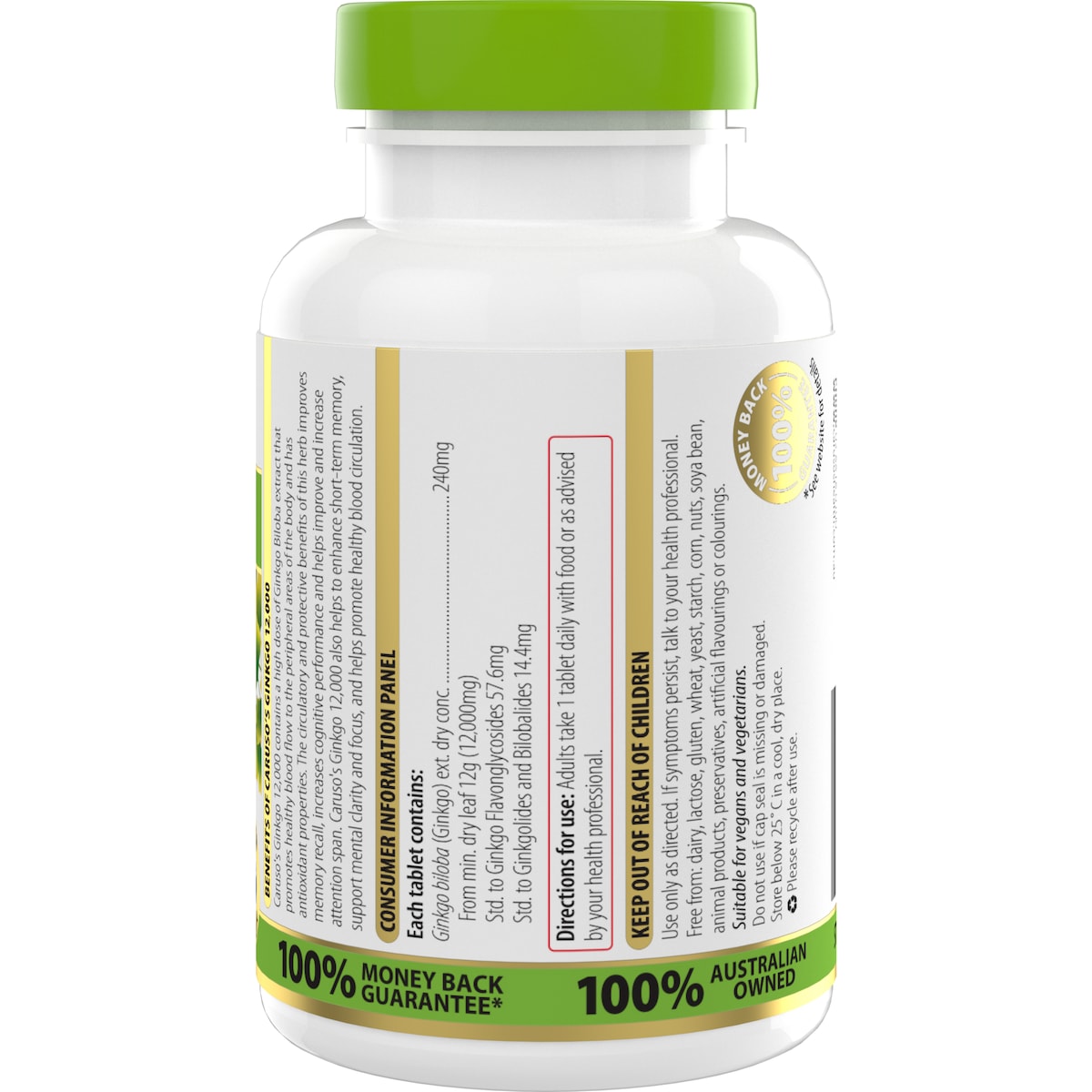 Carusos Ginkgo 12000mg 60 Tablets