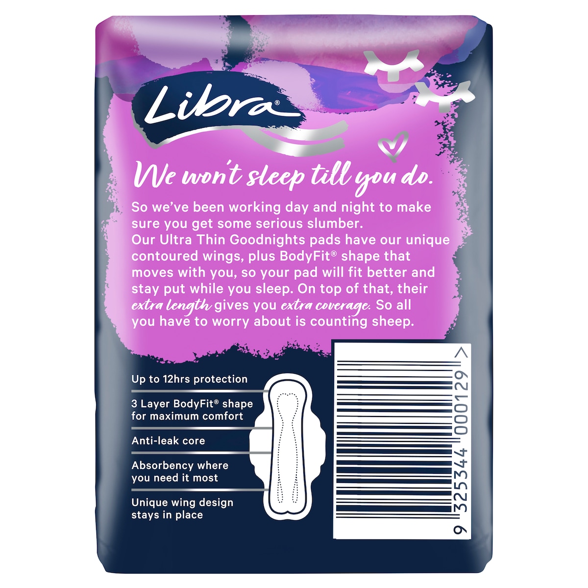 Libra Ultra Thin Goodnights Pads with Wings 10 Pack