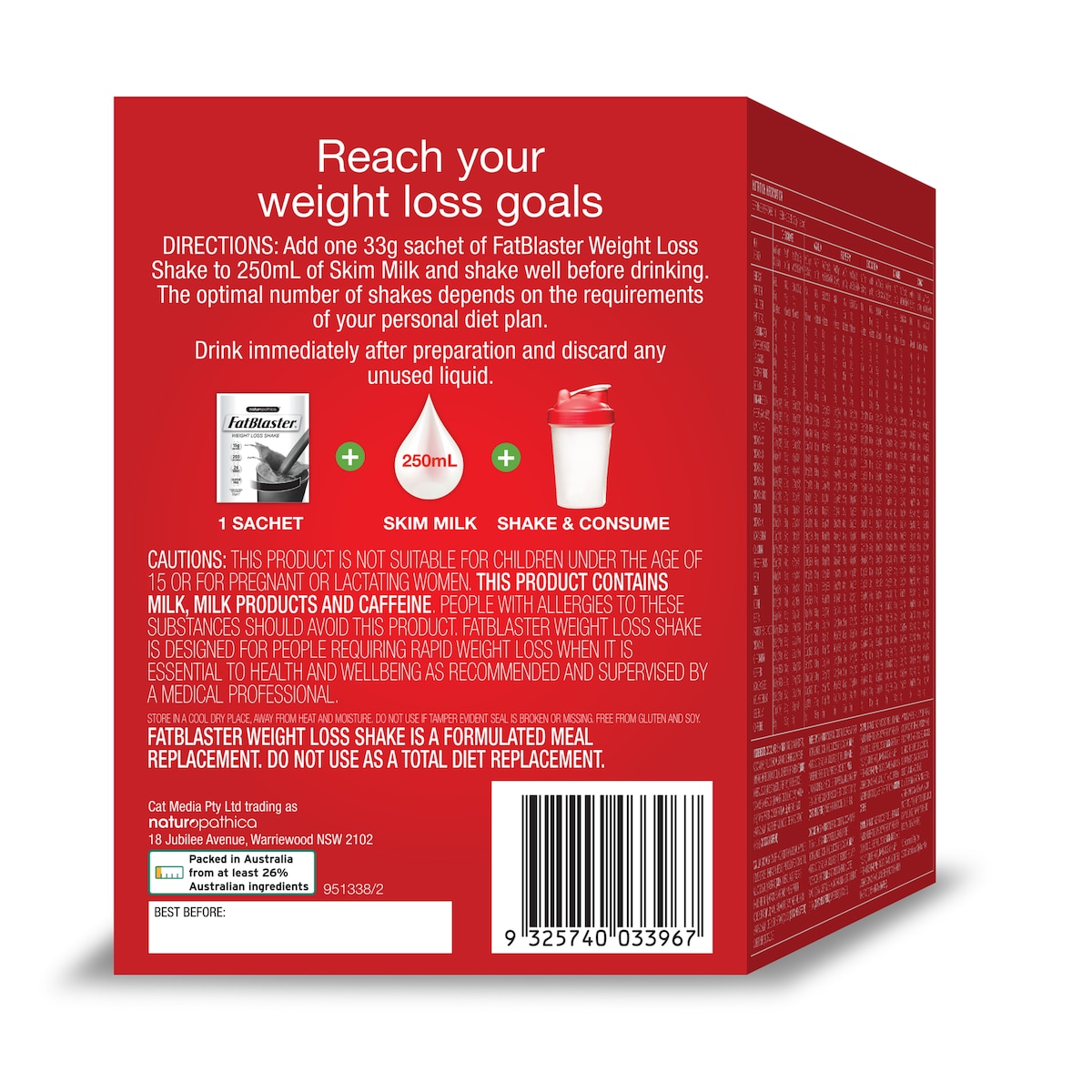 Naturopathica FatBlaster Weight Loss Shake Variety Pack 14 x 33g Sachets