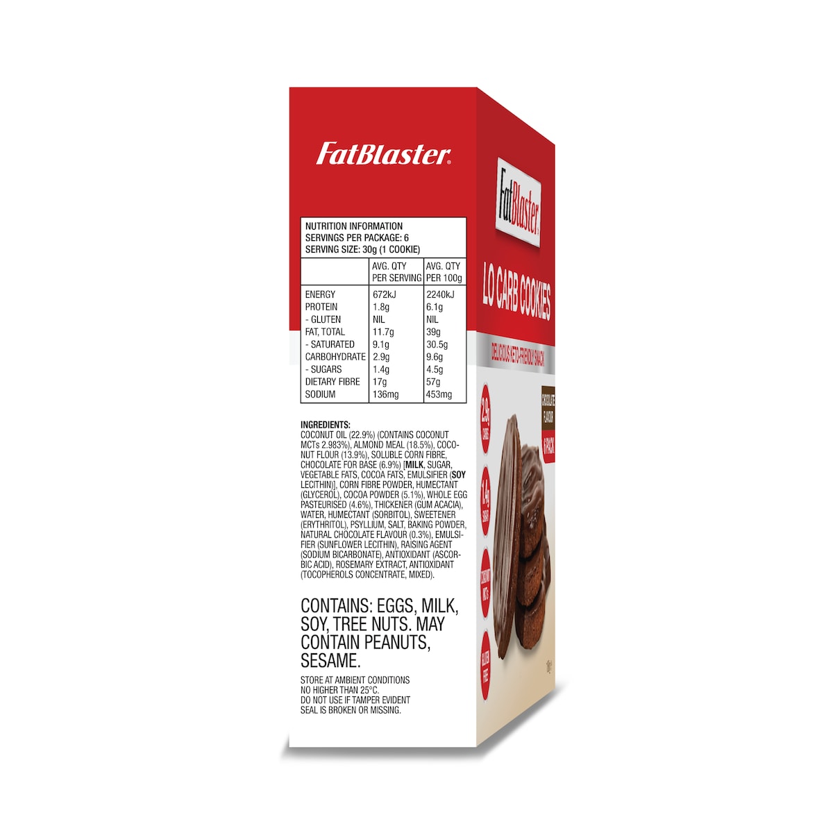 Naturopathica FatBlaster Low Carb Cookies Chocolate 6 x 30g