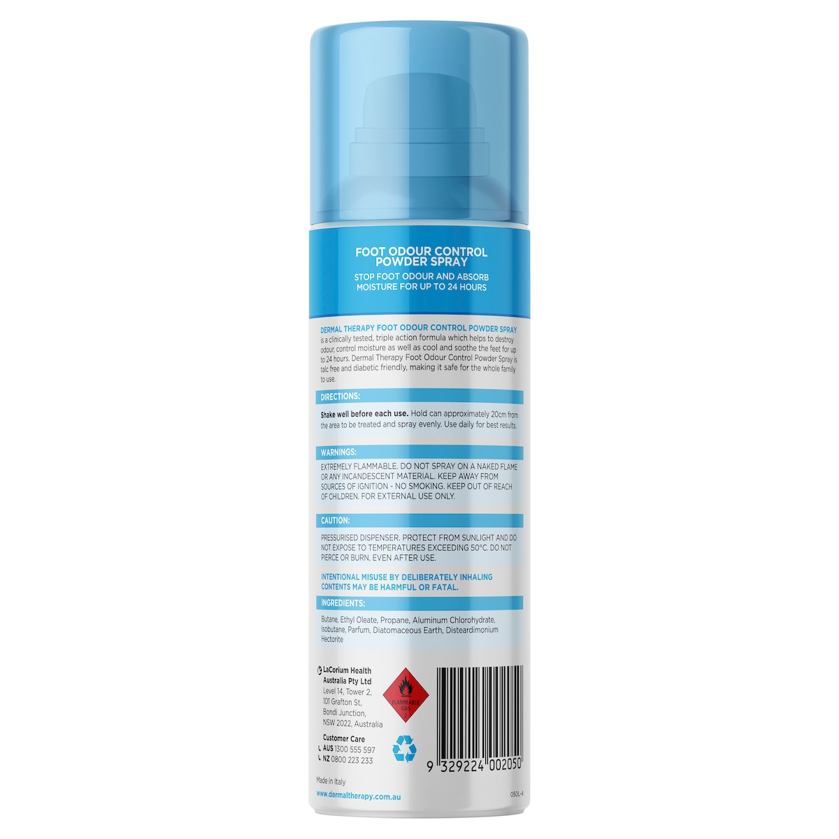 Dermal Therapy Foot Odour Control Powder Spray 210ml