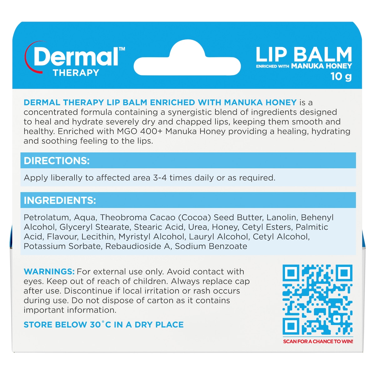 Dermal Therapy Lip Balm Manuka Honey 10g