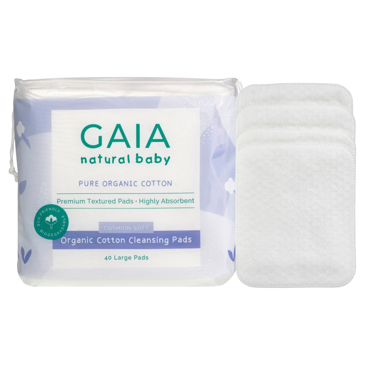 Gaia Natural Baby Organic Cotton Cleansing Pads 40 Large Pads