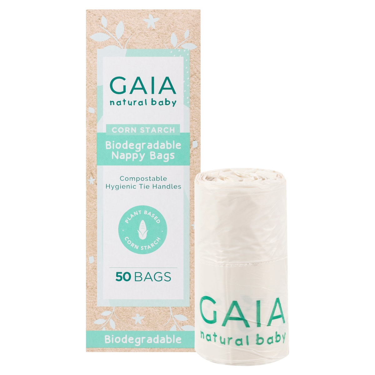 Gaia Natural Baby Biodegradable Nappy Bags 50 Pack