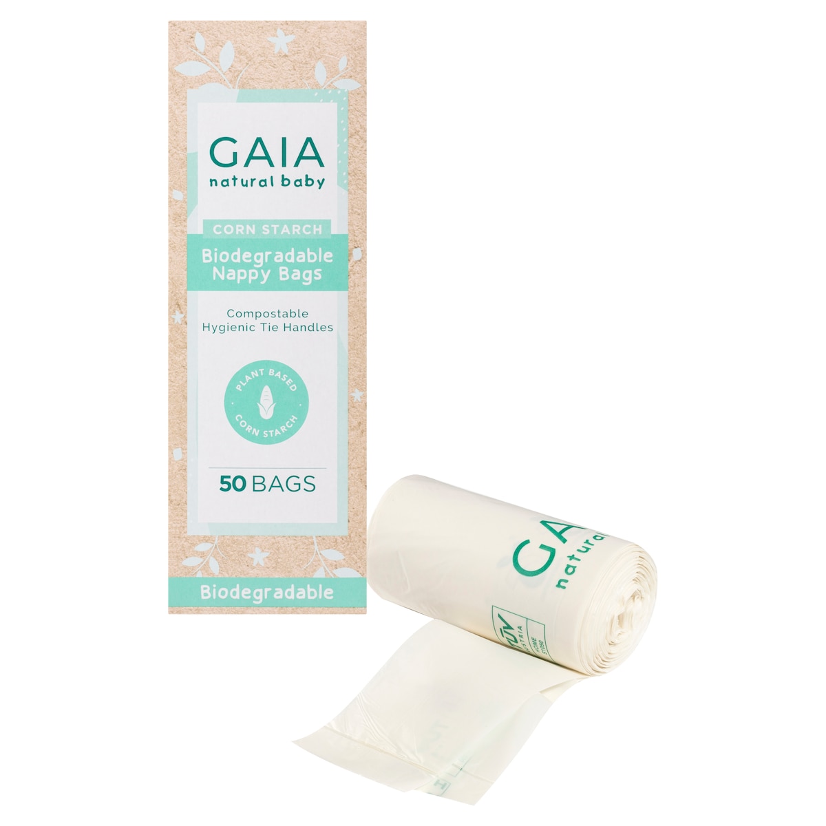 Gaia Natural Baby Biodegradable Nappy Bags 50 Pack