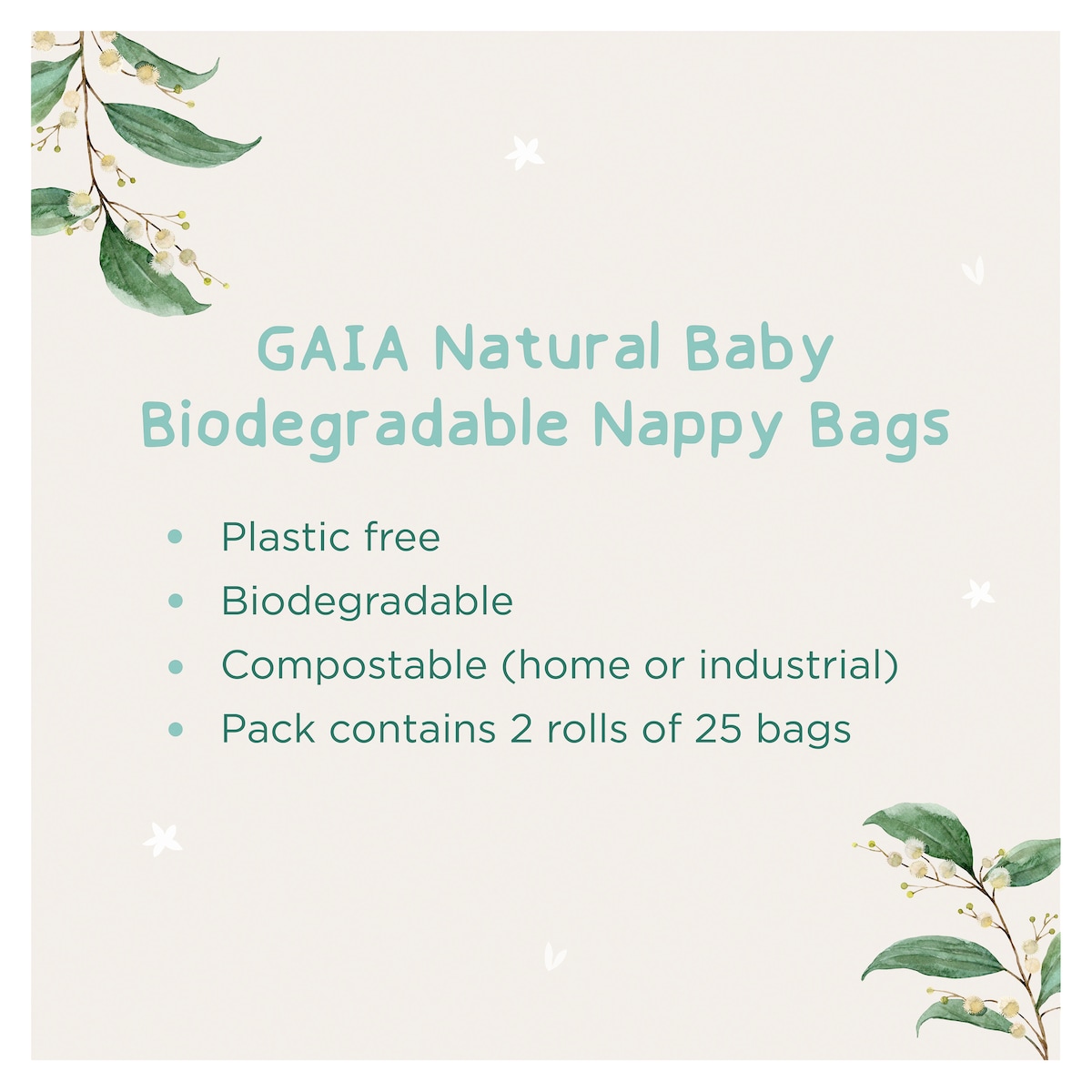 Gaia Natural Baby Biodegradable Nappy Bags 50 Pack