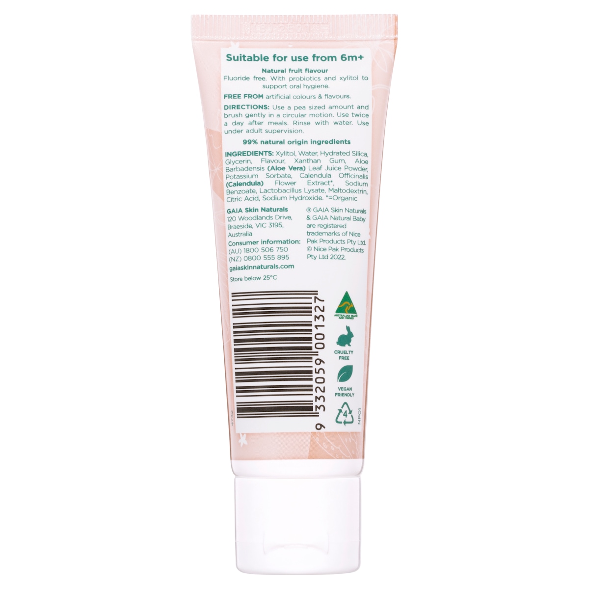 Gaia Natural Baby Fruit Smoothie Toothpaste 50g