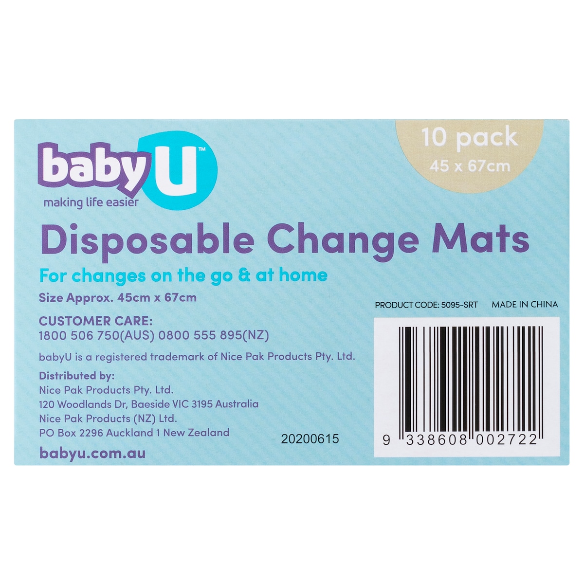 Baby U Disposable Change Mats 10 Pack