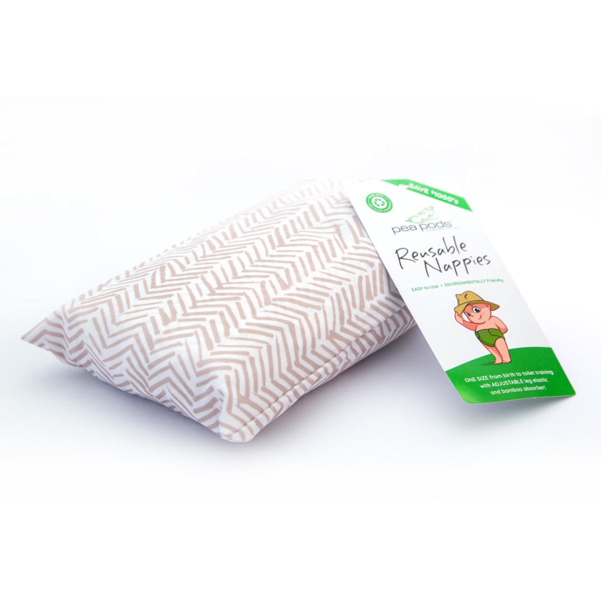 Pea Pods Reusable Nappy One Size Rustic Lines