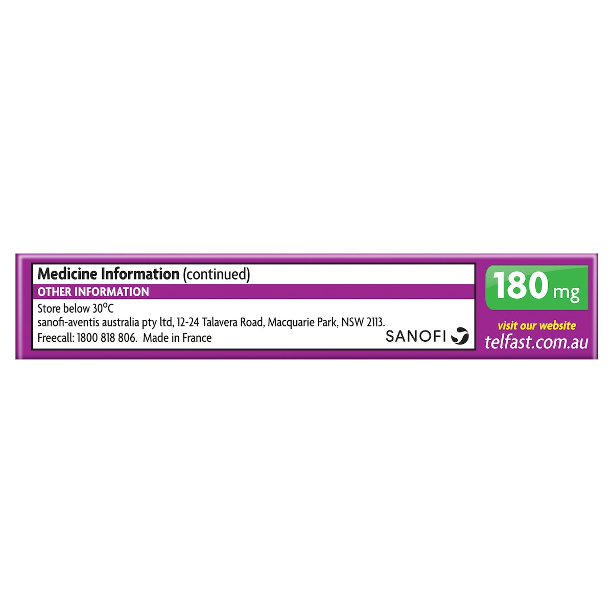 Telfast Allergy & Hayfever Relief 180mg 5 Tablets