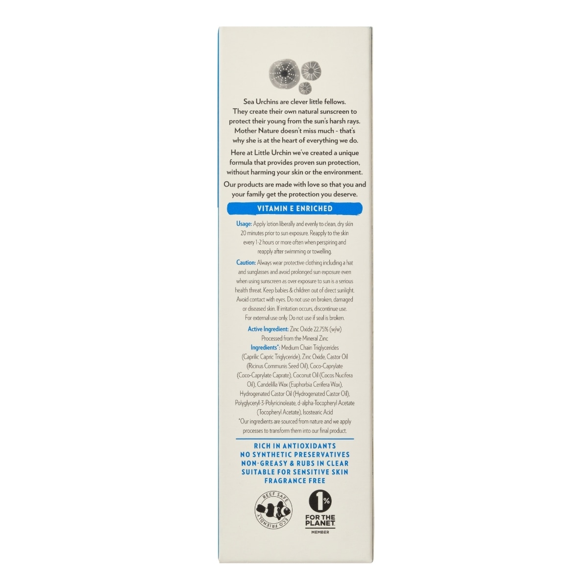 Little Urchin Natural Clear Zinc Sunscreen SPF50+ 100g