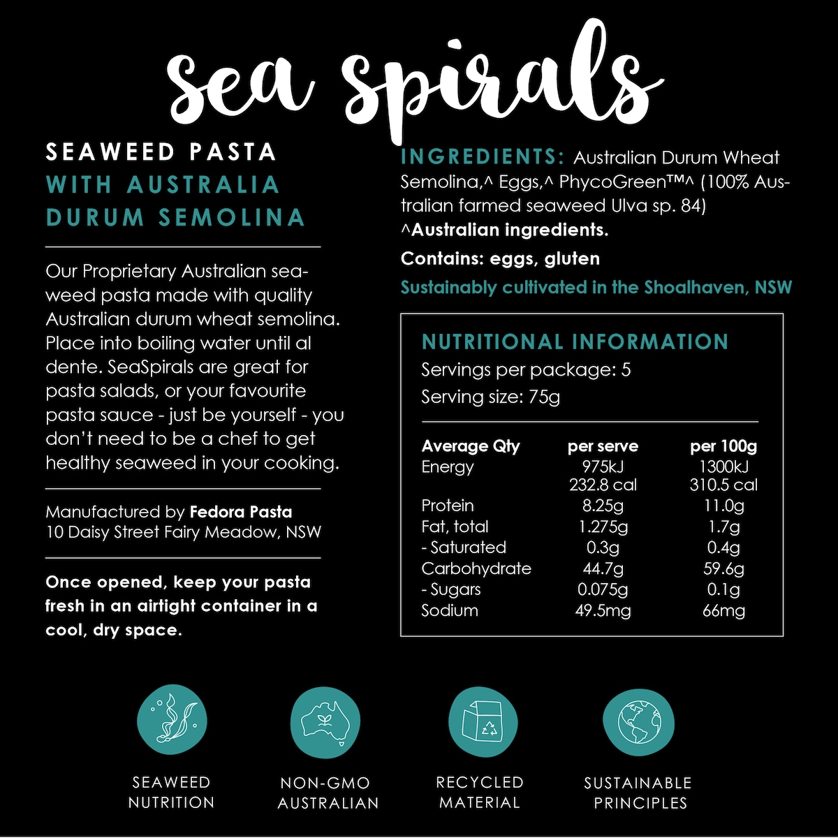 PhycoHealth SeaSpirals Seaweed Pasta 375g