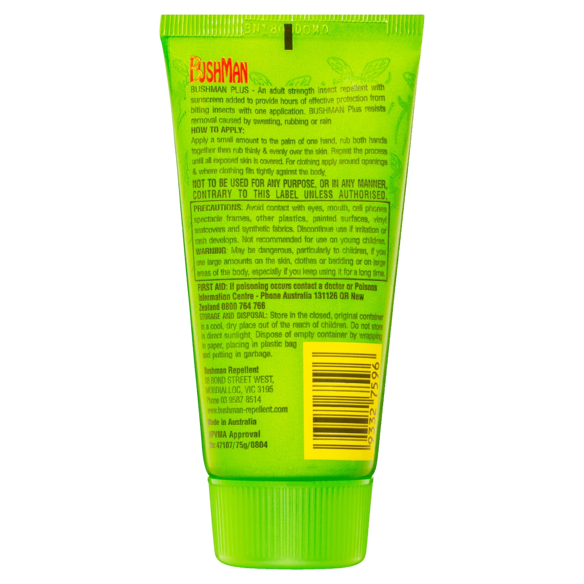 Bushman Plus 80% Deet Insect Repellent Gel with Sunscreen 75g