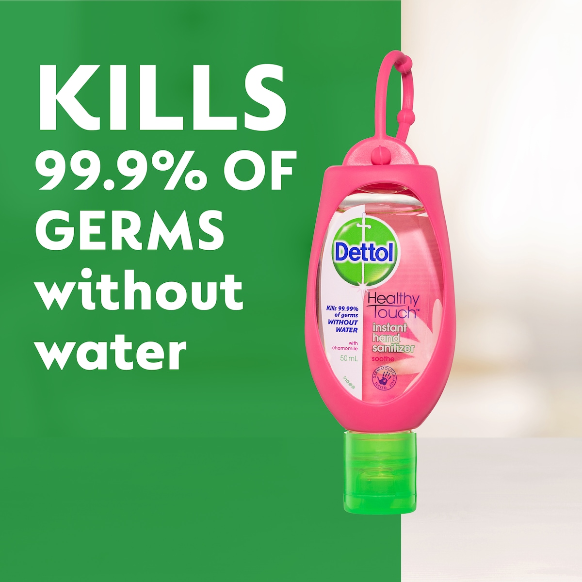 Dettol Instant Hand Sanitiser Soothe with Pink Clip 50ml