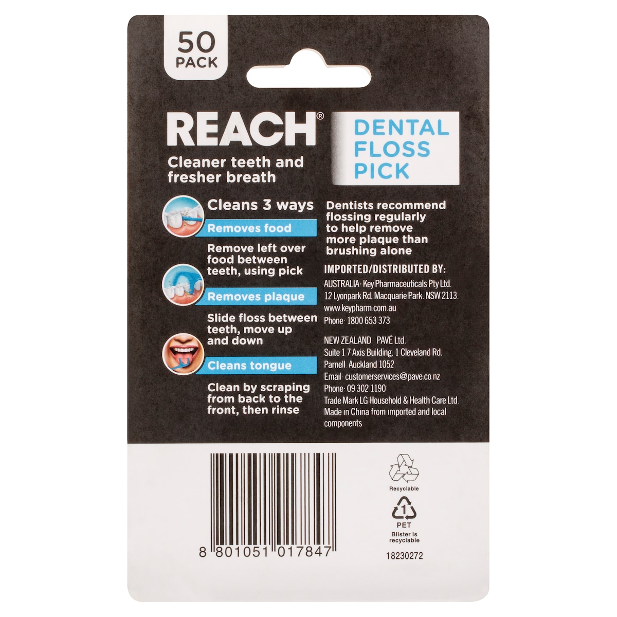 Reach Dental Floss Pick 50 Pack