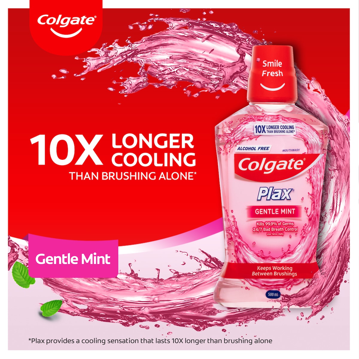 Colgate Plax Alcohol Free Mouthwash Gentle Mint 500ml