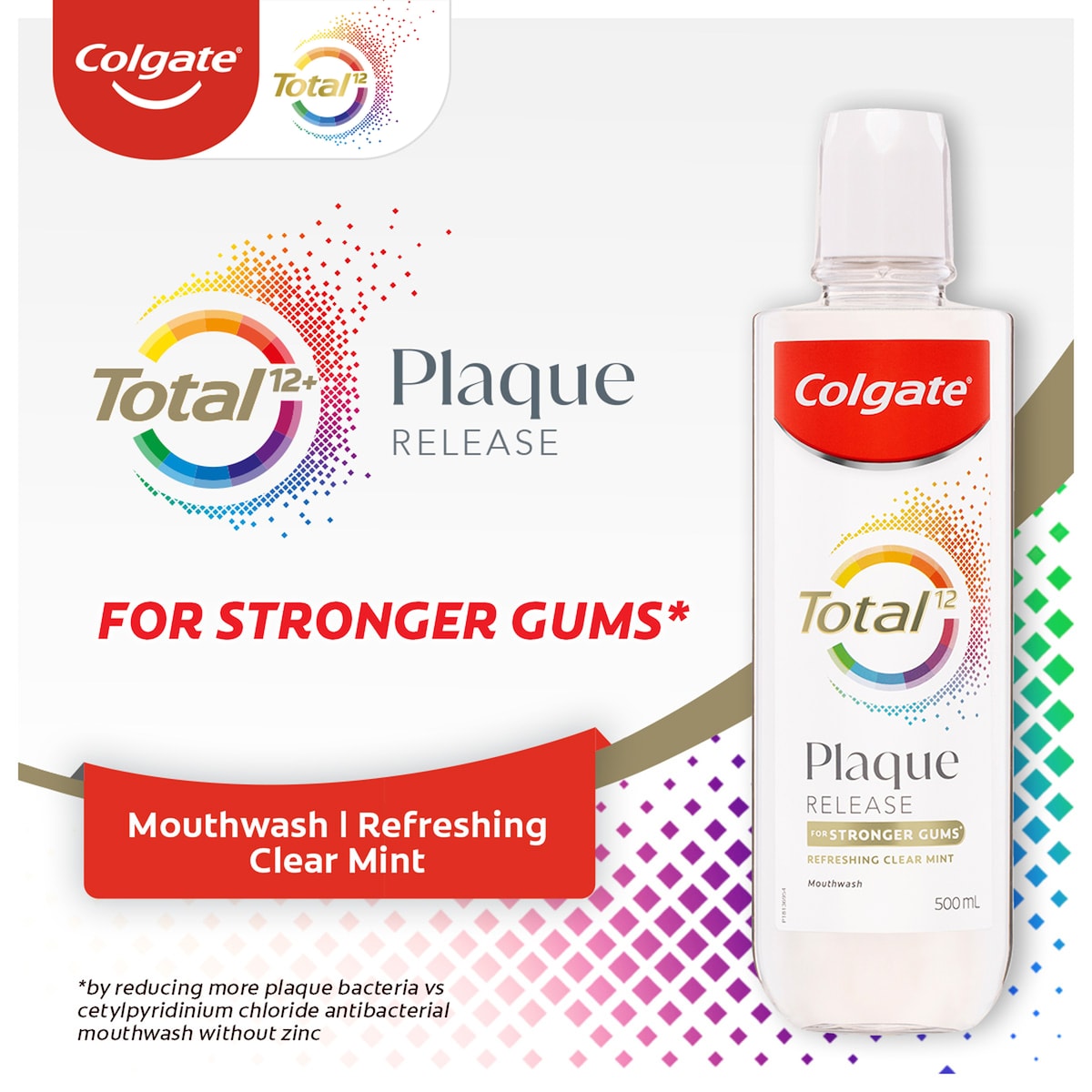 Colgate Total Plaque Release Mouthwash Clear Mint 500ml