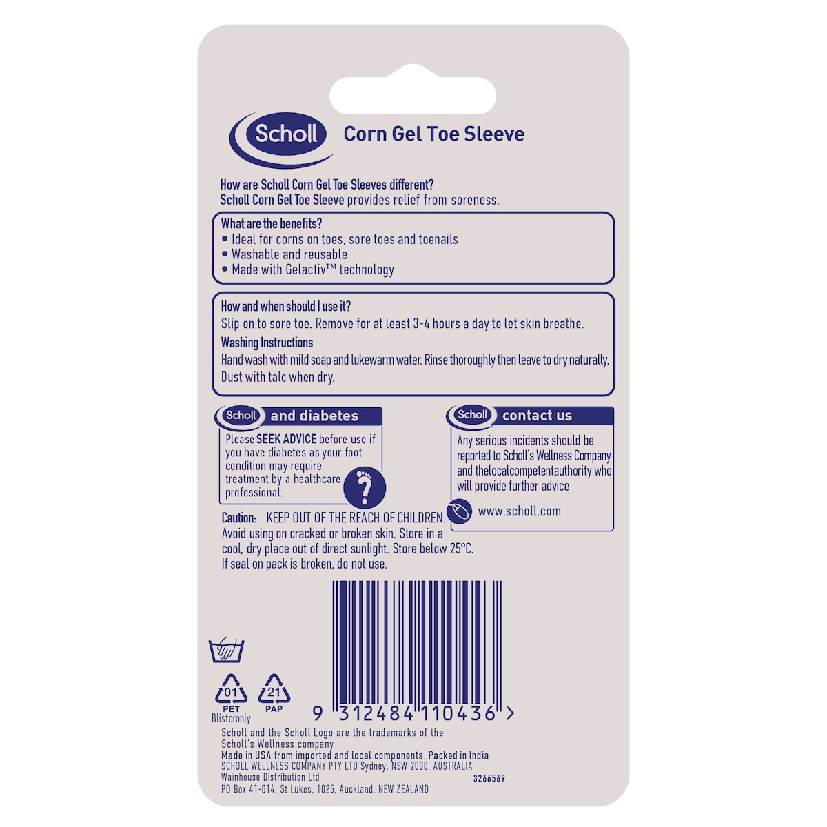 Scholl Corn Gel Toe Sleeve 1 Pack