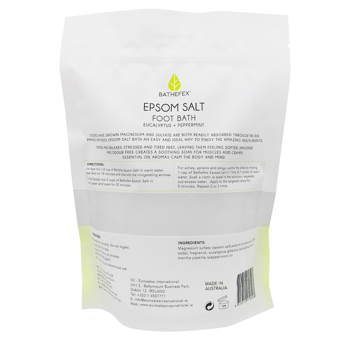 Bathefex Epsom Salt Foot Bath Eucalyptus & Peppermint 750g