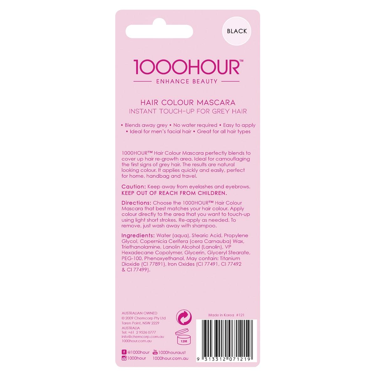 1000 Hour Hair Colour Mascara Black