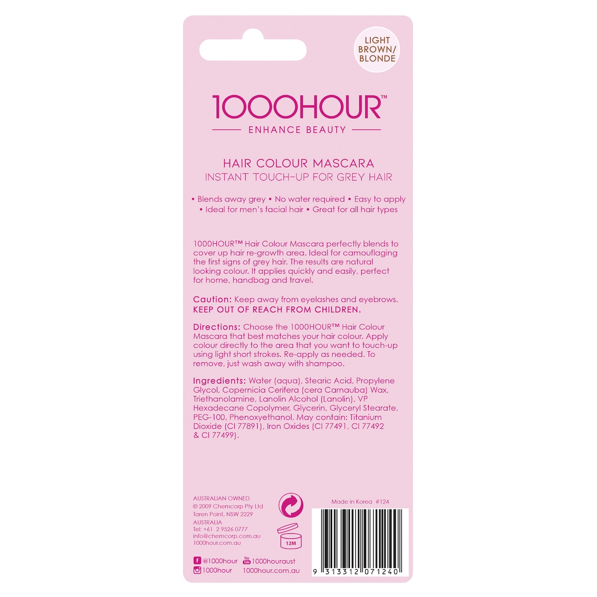 1000 Hour Hair Colour Mascara Light Brown