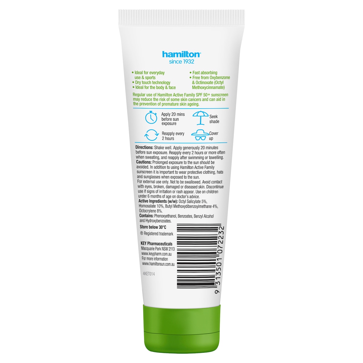 Hamilton Sunscreen Active Family SPF50 110g