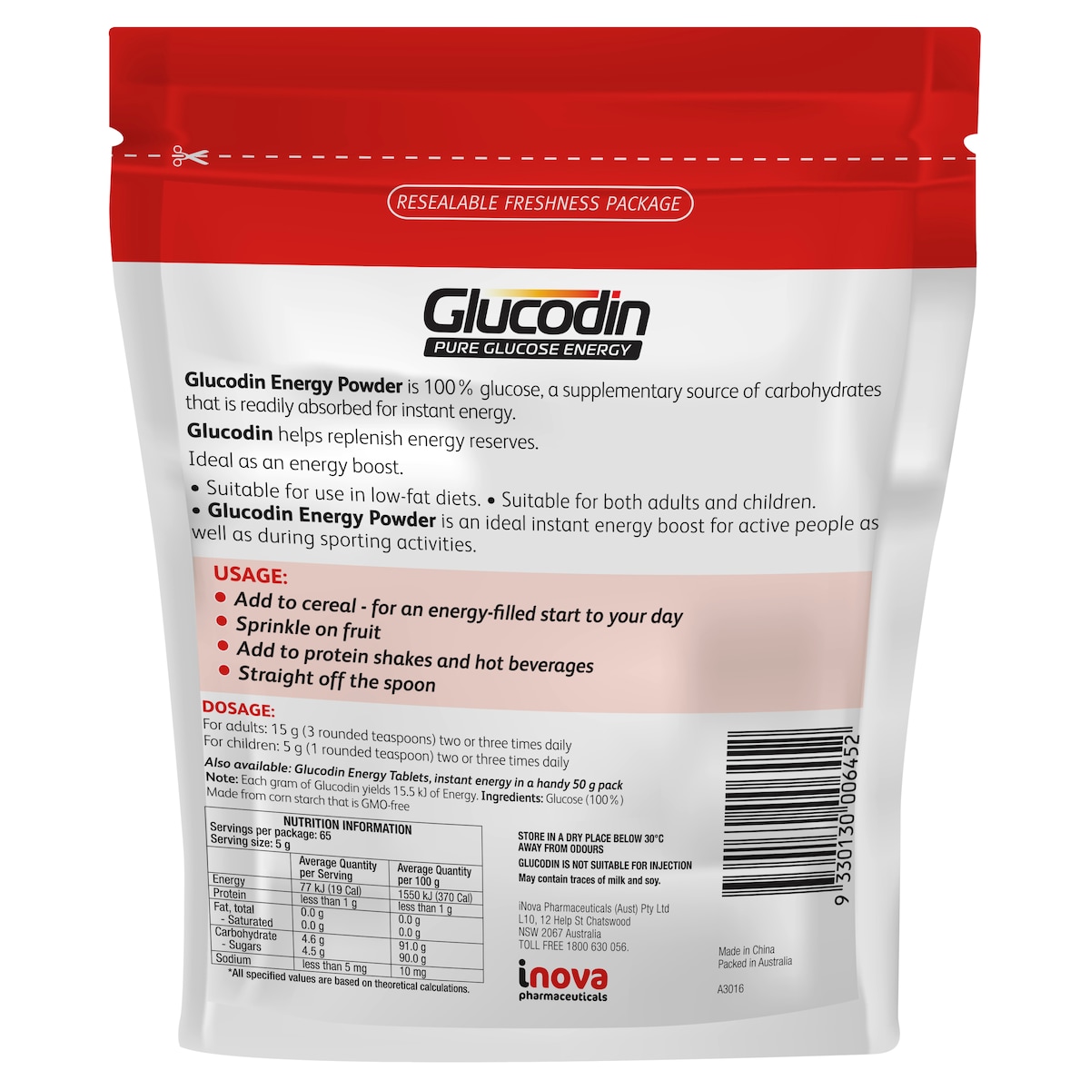 Glucodin Pure Glucose Energy Powder 325g