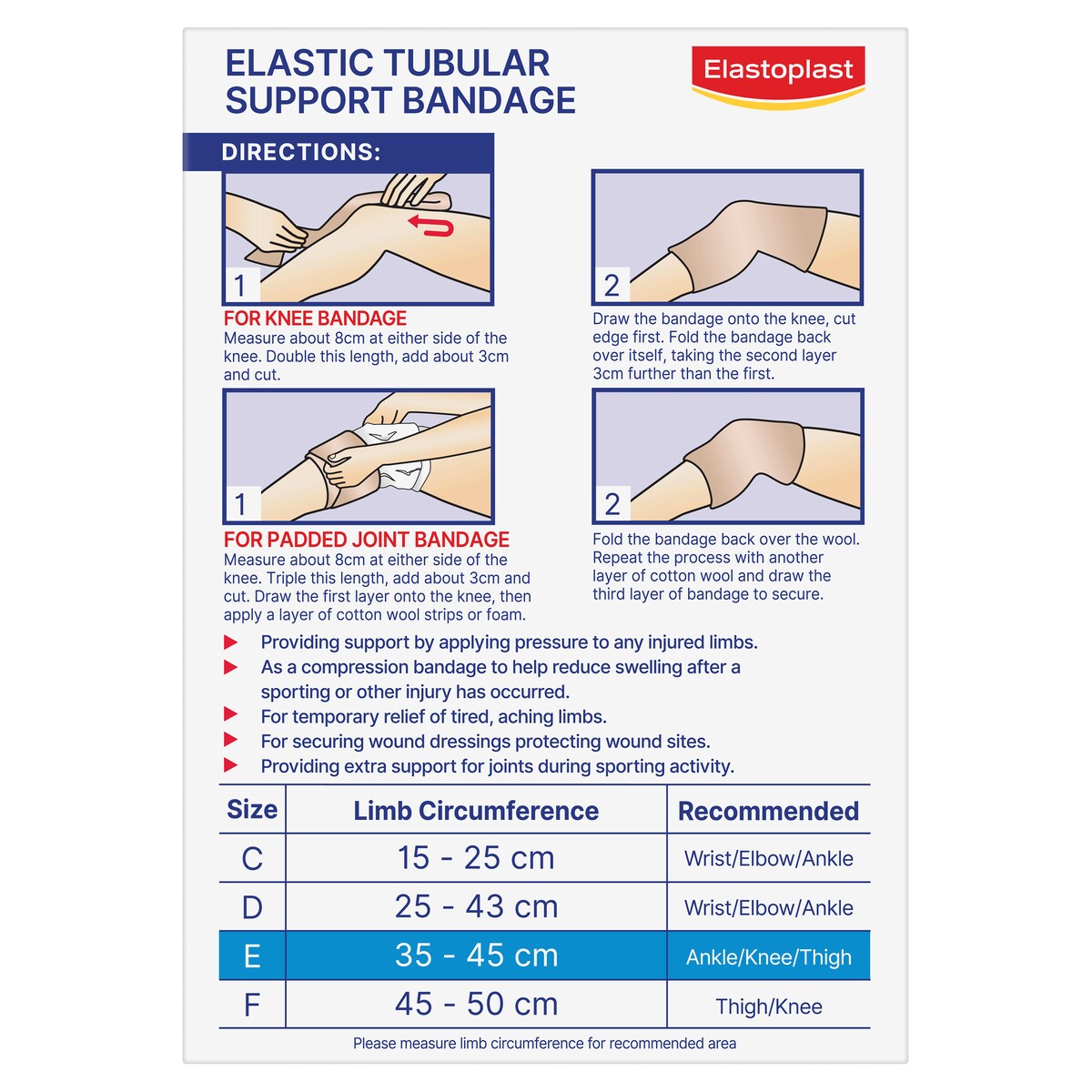 Elastoplast Elastic Tubular Support Bandage Size E 1m