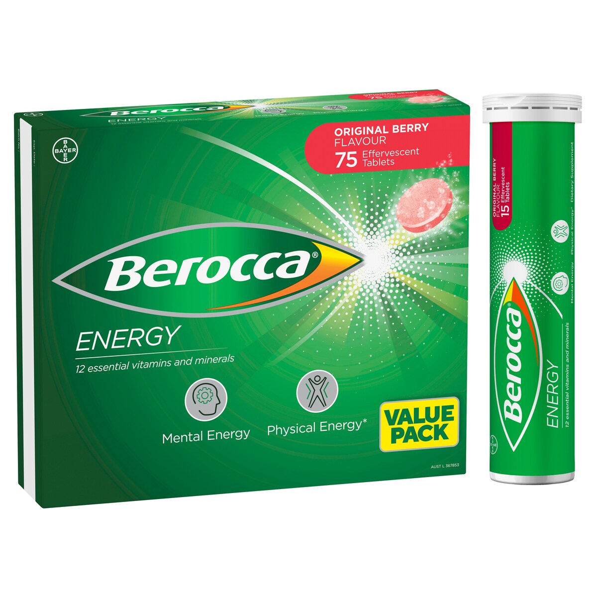 Berocca Effervescent Tablets Original Berry 75 Tablets