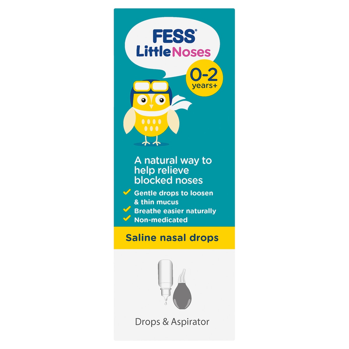 Fess Little Noses Saline Nasal Drops 25ml + Aspirator