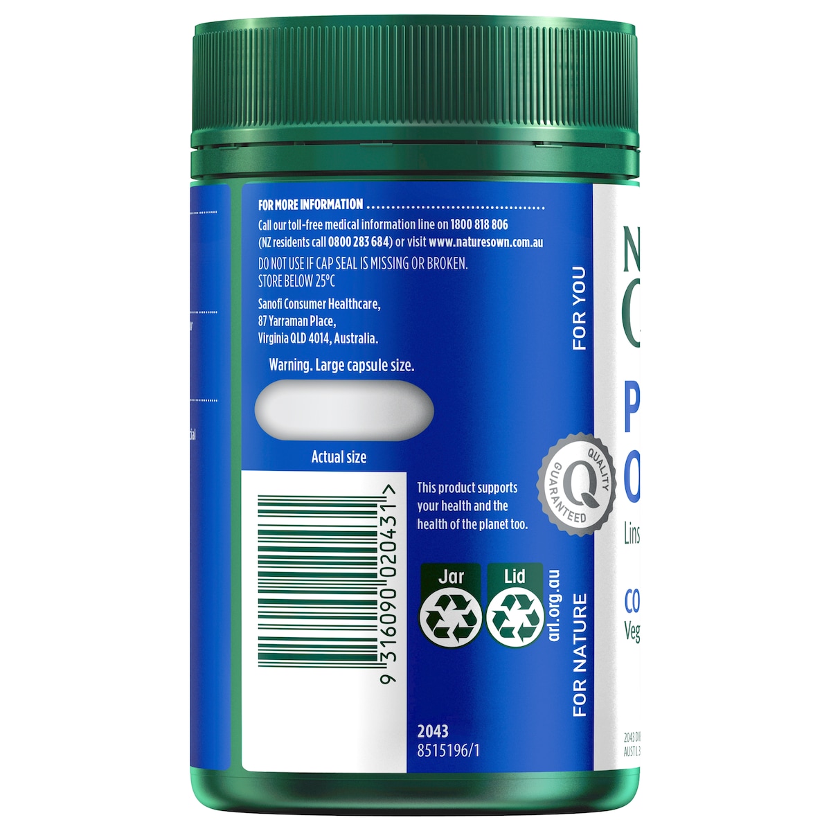 Nature's Own Plant Based Omega 125 Capsules