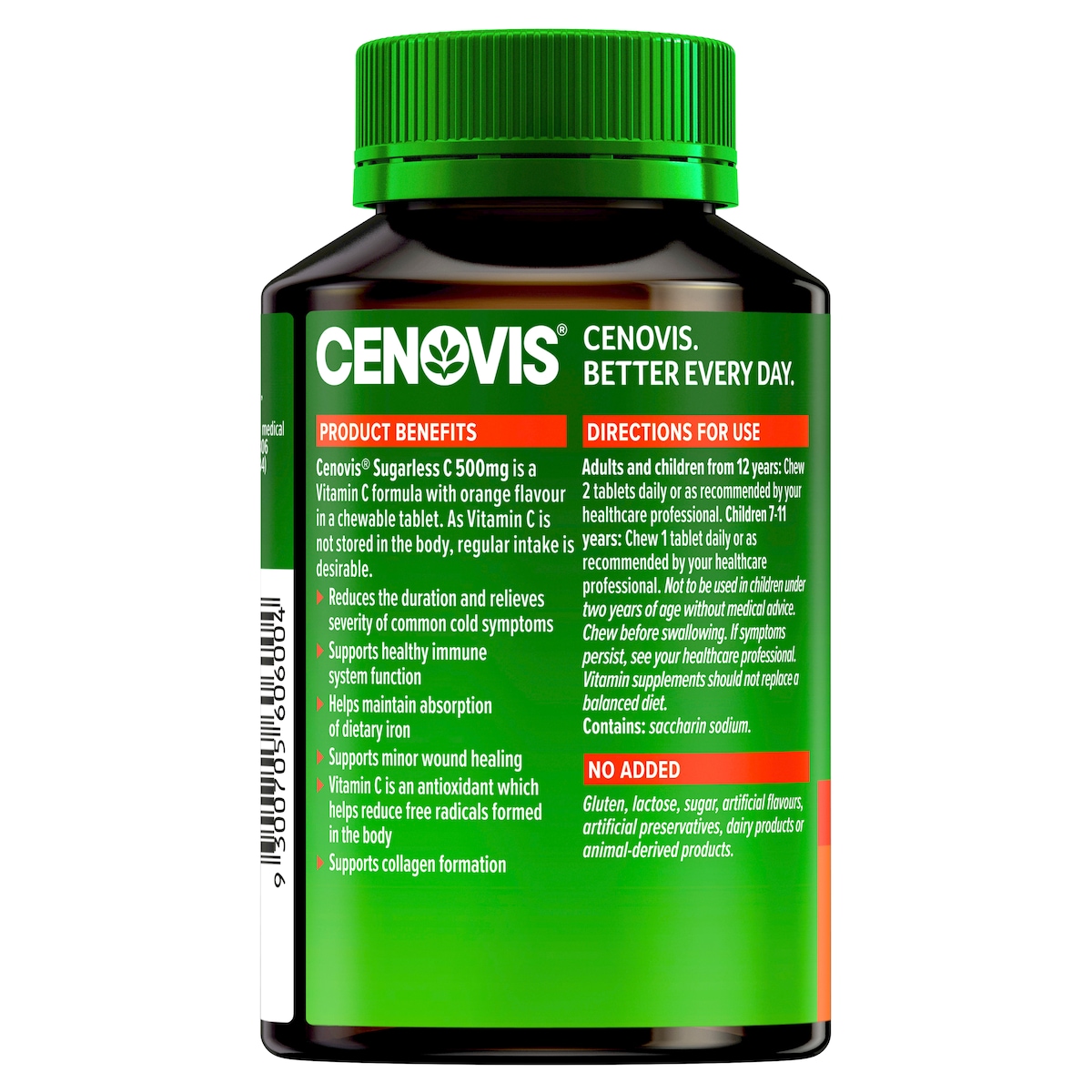 Cenovis Sugarless Vitamin C 500mg 160 Chewable Tablets