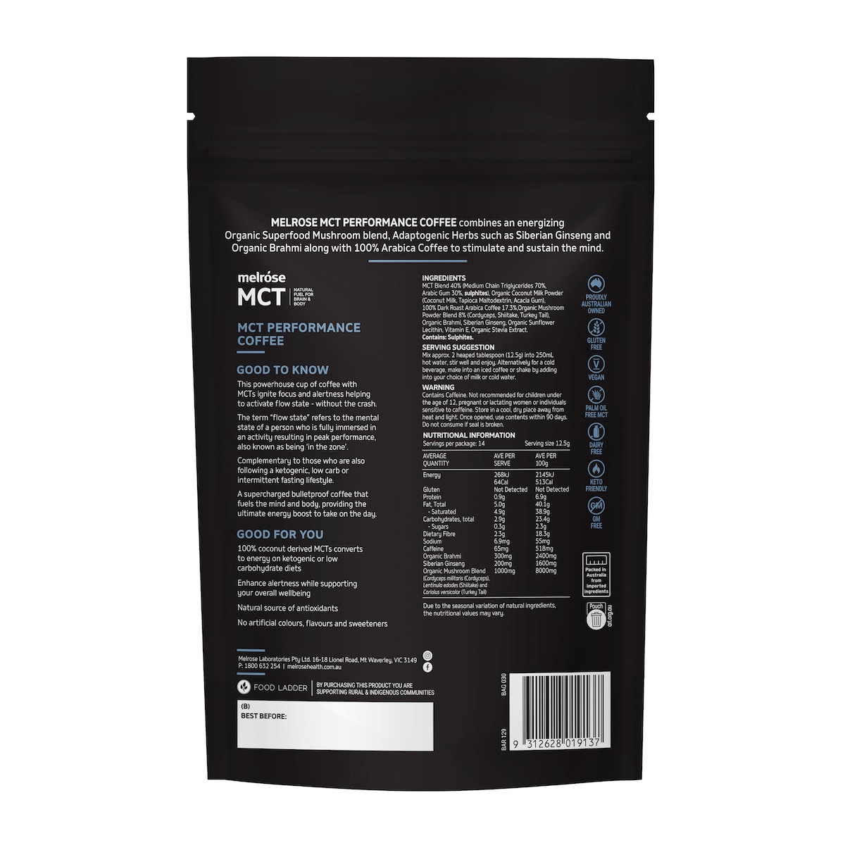 Melrose MCT Performance Coffee 175g