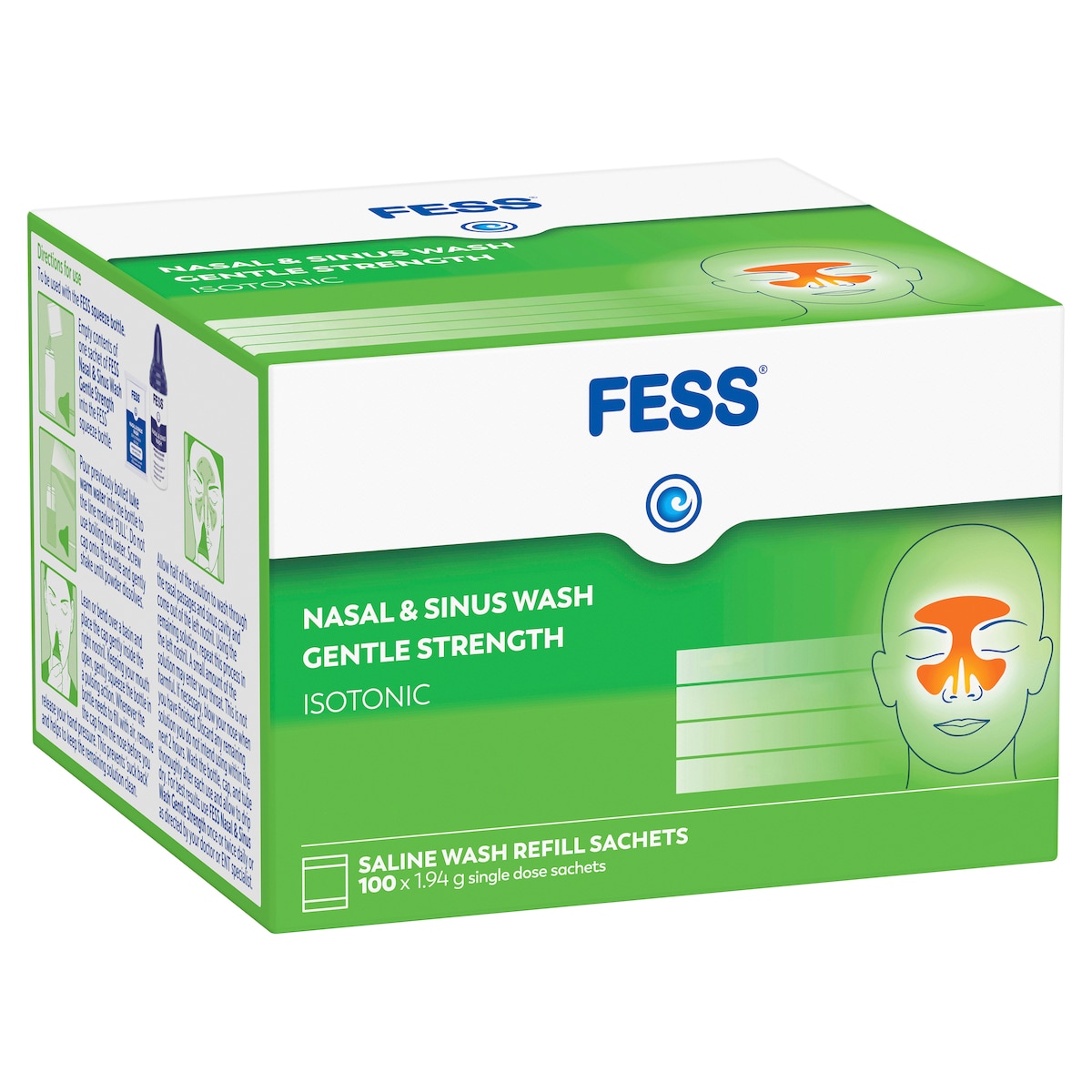 Fess Nasal & Sinus Wash Refills Gentle Strength 100 Sachets