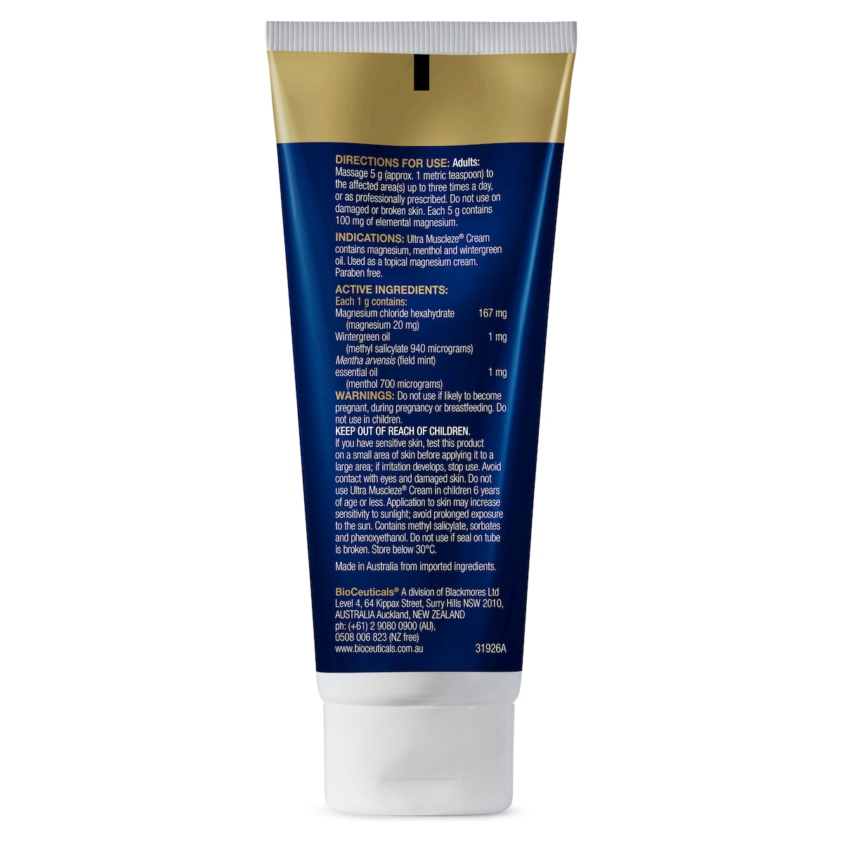 BioCeuticals Ultra Muscleze Cream Tube 100g