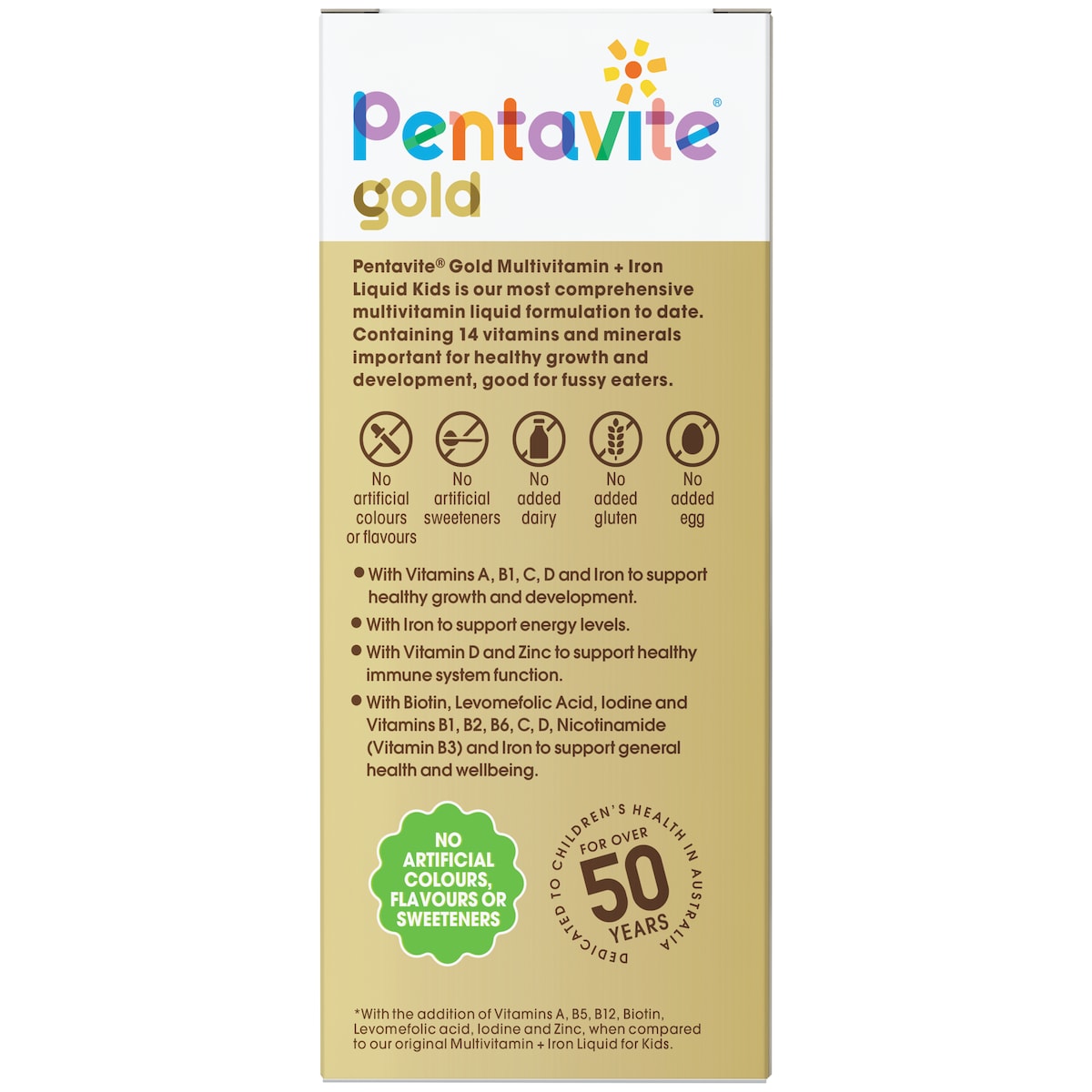 Pentavite Gold Multivitamin + Iron Liquid Kids Watermelon Flavour 200ml