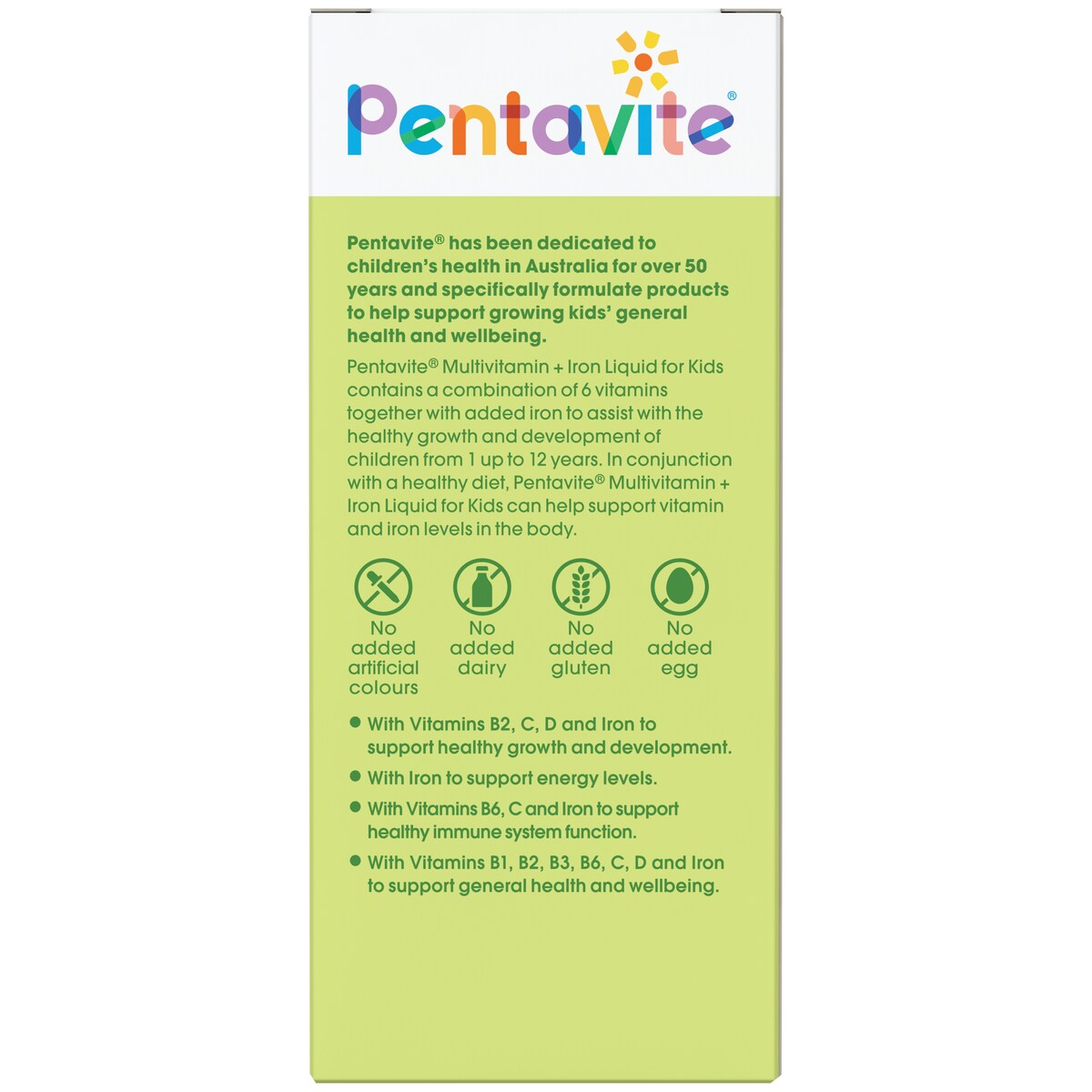 Pentavite Kids Multivitamin + Iron Liquid 200ml (New Formula)