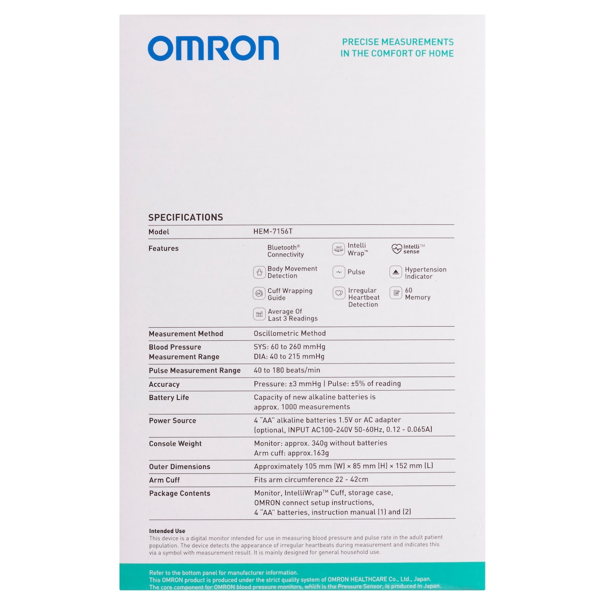 Omron HEM7156T Bluetooth Automatic Blood Pressure Monitor