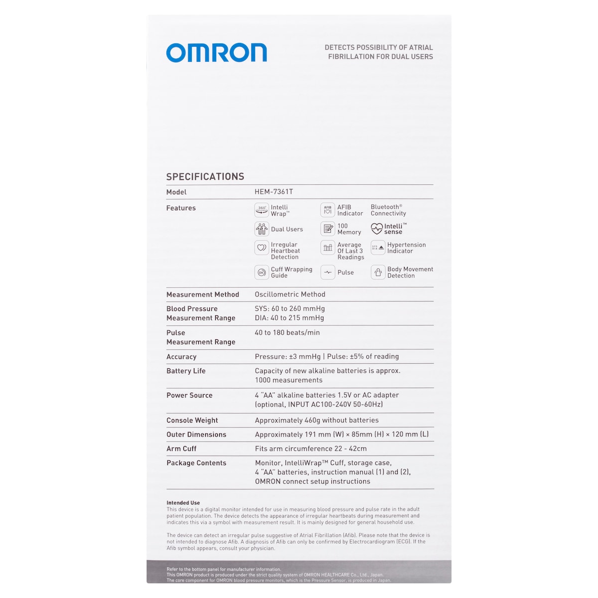 Omron HEM7361T Advanced + AFIB Blood Pressure Monitor