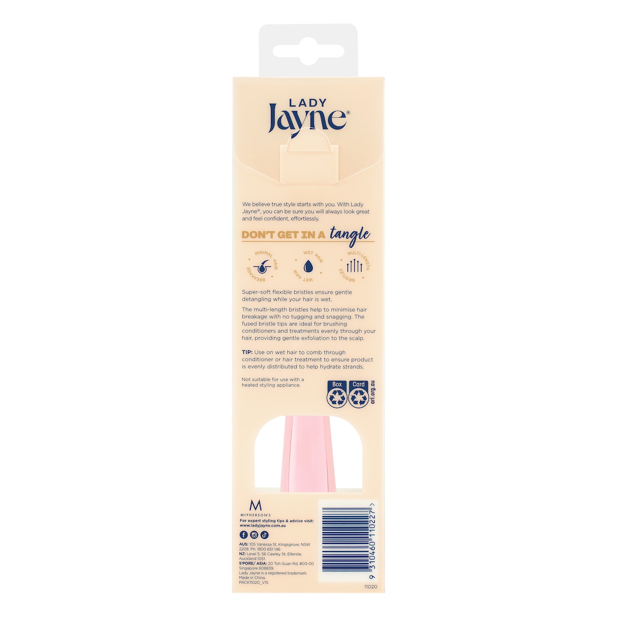 Lady Jayne Tangle Pro Wet Detangling Brush Assorted Colours