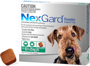 Nexgard Chewables for Medium Dogs 10.1-25kg 6 Pack