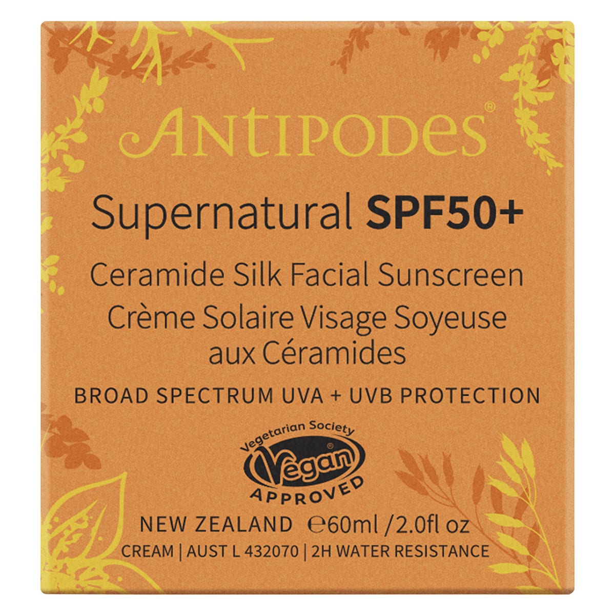 Antipodes Supernatural SPF50+ Ceramide Silk Facial Sunscreen 60ml