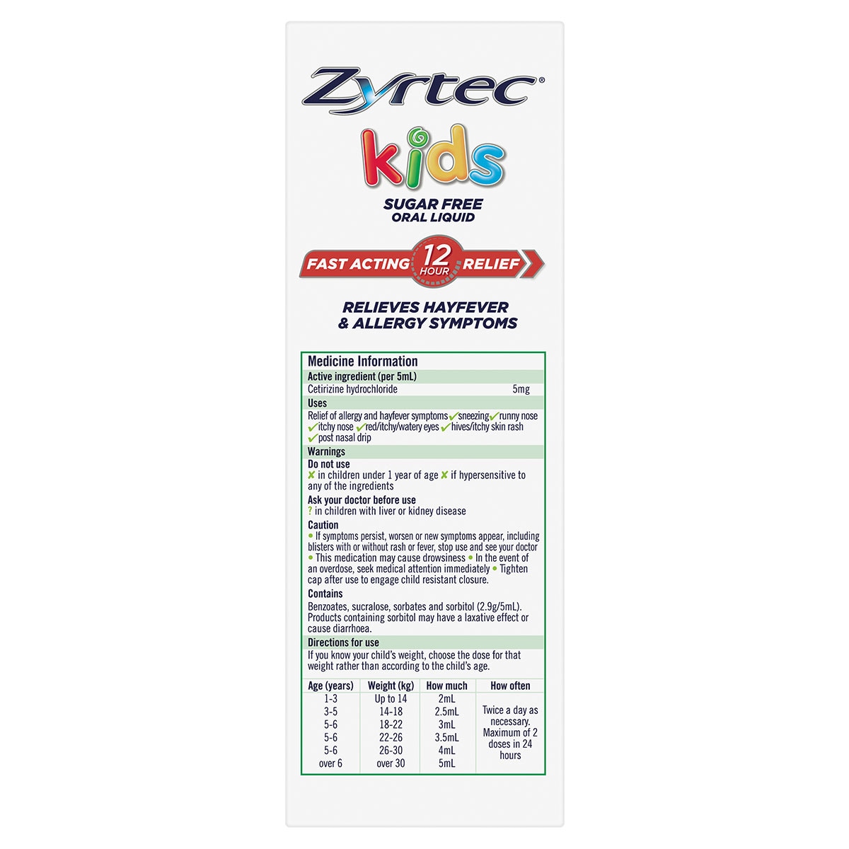 Zyrtec Kids Fast Acting Allergy & Hayfever Relief Grape Flavour Oral Liquid 2 X 120ml