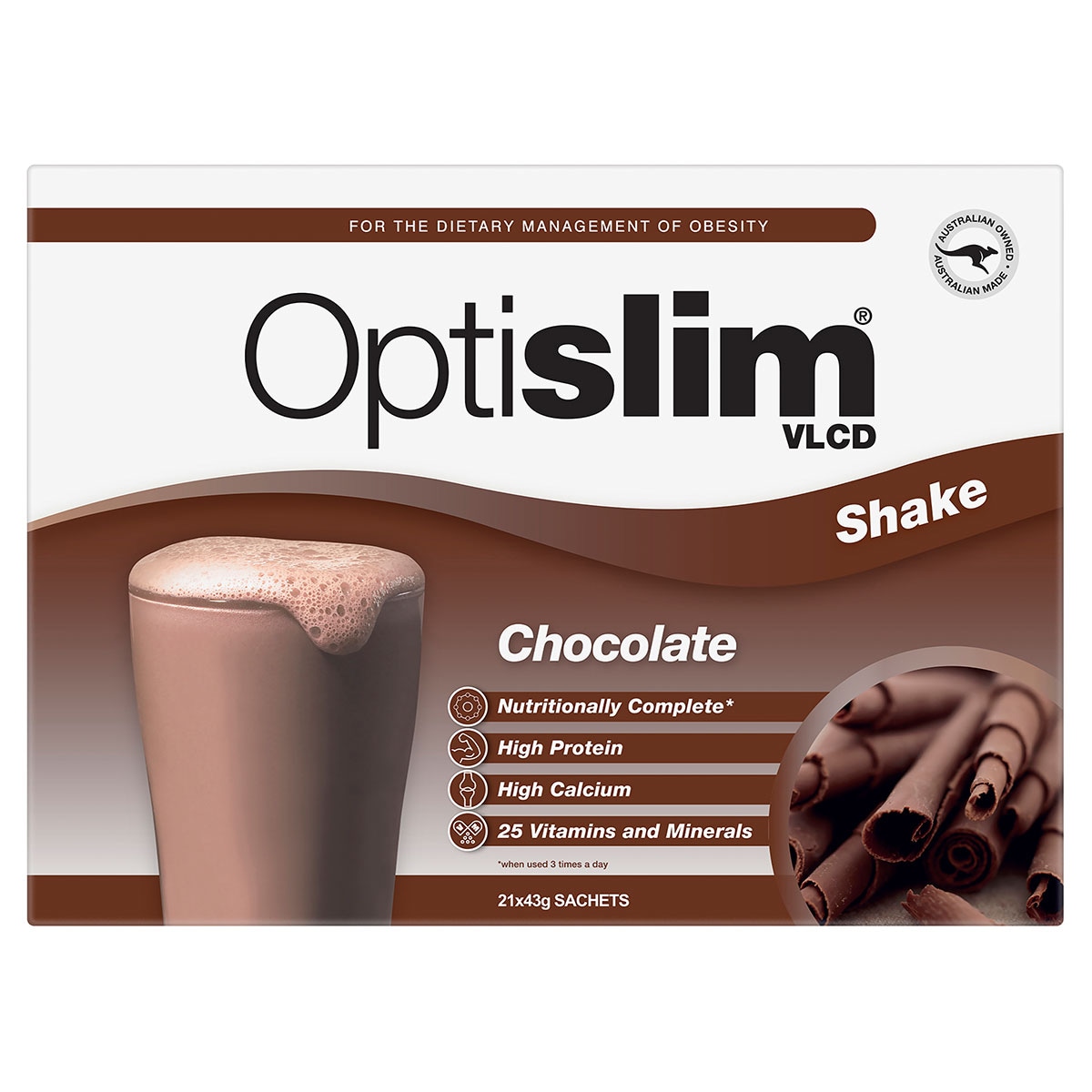 Optislim VLCD Shake Chocolate - 21 x 43g Sachets