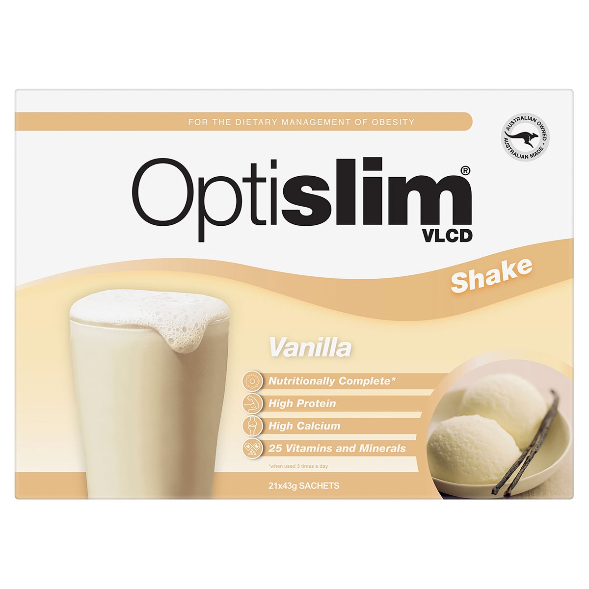 Optislim VLCD Shake Vanilla - 21 x 43g Sachets