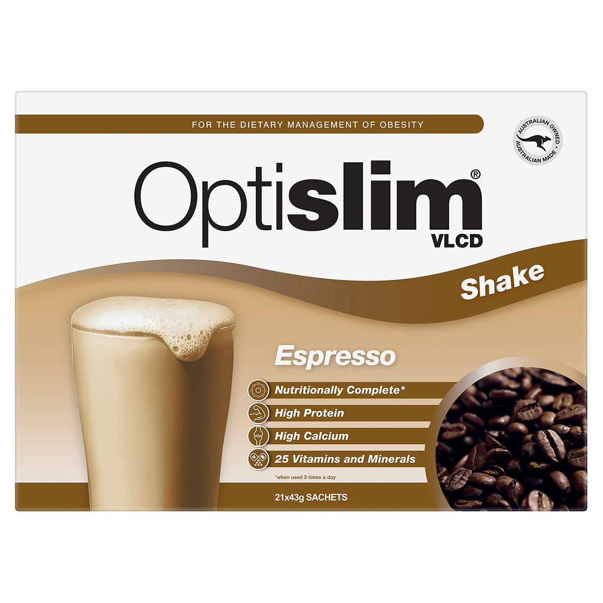 Optislim VLCD Shake Espresso - 21 x 43g Sachets